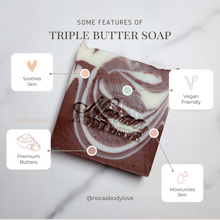 Load image into Gallery viewer, Our Triple Butter Soaps are enriched with shea, cocoa, and mango butters for a glowing, hydrated complexion.